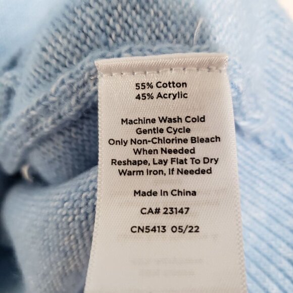 Talbots Breton Button Collar Pullover Cotton Blend Knit Blue Sweater Womens L - Picture 4 of 7